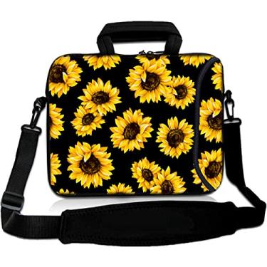 Imagem de RICHEN Bolsa carteiro bolsa de transporte com alça bolso acessório serve para notebooks/ebooks/tablet/ipad infantil (11-13,3 polegadas, girassóis)