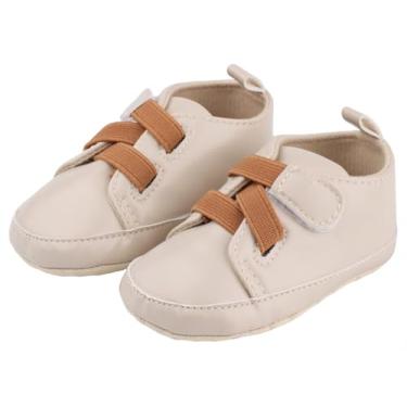 Imagem de Sapatos para bebês meninas meninos recém-nascidos Oxford mocassins adoráveis para berço infantil pré-andador PU tênis, 1216-bege, 12-18 Months Toddler