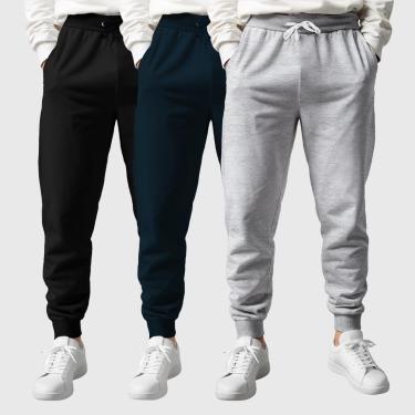 Imagem de Kit 3 Calças Moletom Masculinas Lisas Benellys-Masculino