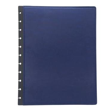Imagem de ITSYHPRO Capas de caderno de couro PU (1 par) - tamanho carta, compatível com Circa Arc TUL Happy Planner - capa planejadora de disco (letra, azul)