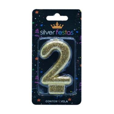 Imagem de Vela de Aniversário Dourada N2 Silver - Silver Festas