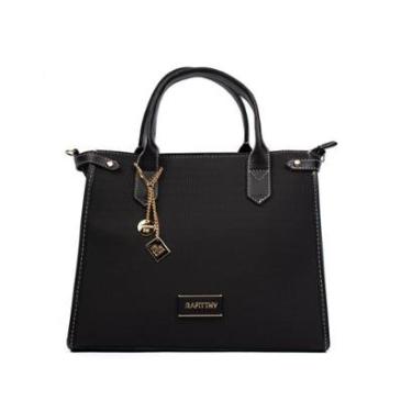 Imagem de Bolsa Feminina Rafitthy Tote Napa Texturizada Média Preta-Feminino