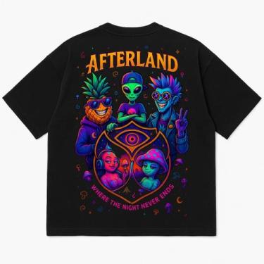 Imagem de Camiseta Oversized Preta Premium 100% Algodão com Estampa DTF - AFTER,