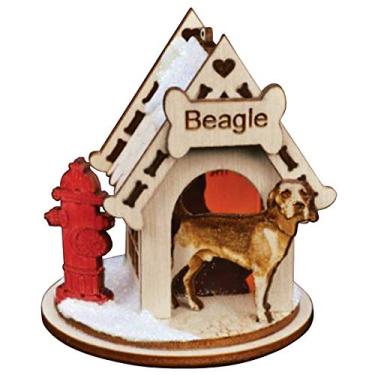 Imagem de Ginger Cottages Beagle Dog Tea Light Display Ornamento de Natal de madeira para árvore de Natal