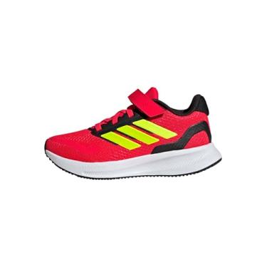 Imagem de adidas Tênis infantil unissex Run Falcon 5, Vermelho lúcido/limão lúcido/preto, 21