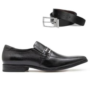 Imagem de Sapato Social De Couro Democrata Metropolitan Prime 244102 + Cinto Dupla Face-Masculino