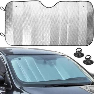 Imagem de Protetor Solar Aluminizado para Para-brisa 60x130 cm – Quebra-Sol Automotivo Anti-UV com Ventosas – Reduz Temperatura e Protege o Painel