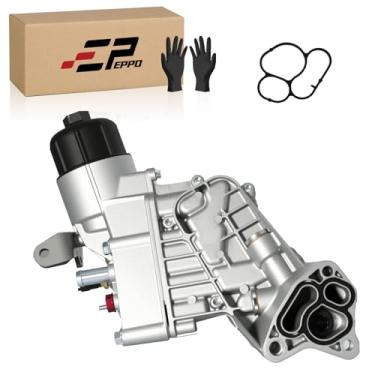 Imagem de 68525212AA Conjunto de caixa de filtro de refrigerador de óleo de alumínio atualizado com sensores e juntas - compatível com Jeep Grand Cherokee 3.0L V6 Diesel 2014-2019 (substitui 68269916AB