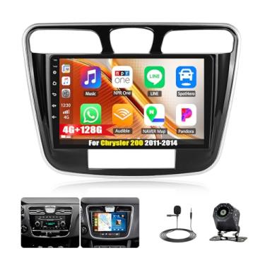 Imagem de [4G + 128G] Rádio automotivo para Chrysler 200 2011 2012 2013 2014 com carro sem fio CarPlay Android Auto, tela sensível ao toque de 22.9 cm, Android 15, estéreo automotivo com WiFi, navegação GPS