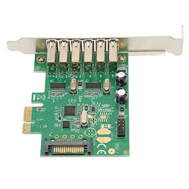 Imagem de KIMISS Placa de Expansão PCIE para USB - Placa PCI Express USB 2.0 de 6 Portas Com 15PIN SATA para Computadores Desktop - Compatível Com XP a 10, Suporta 480 Mbps