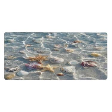 Imagem de Tapete de rato grande, estrela-do-mar, praia, mar, à prova d'água, tapete protetor de mesa estendido para computador, base de borracha antiderrapante para escritório, computador, teclado, laptop e