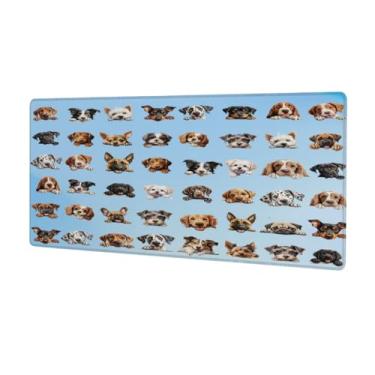 Imagem de Tapete de rato grande azul animal cão impermeável computador estendido tapete protetor de mesa tapete antiderrapante base de borracha para escritório, computador, teclado, laptop e mesa de casa