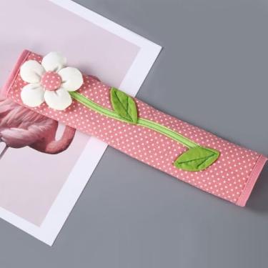 Imagem de 1 peça capa de alça de pano de flor capa de maçaneta de geladeira de algodão luvas de alça de geladeira (rosa)
