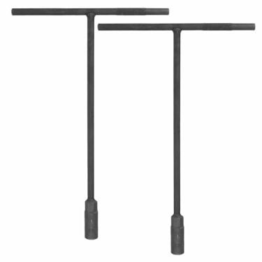 Imagem de HARFINGTON 2 peças soquete de chave em T, soquete de chave inglesa de 6 pontos métrico de aço de alto carbono de 12 mm com alcance longo para reparo de motocicletas, bicicletas, carros, cinza, preto