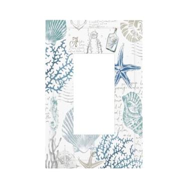 Imagem de Algranben Ocean Beach Starfish Seashell 1 Gang Single Rocker Light Switch Cover Decorativo Náutico Costeiro Coral Mar Interruptor de Luz Elétrica para Quarto e Banheiro Acessórios