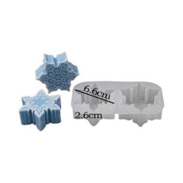 Imagem de Molde De Silicone Para Vela Em Forma De Floco De Neve 3D De Natal Com 