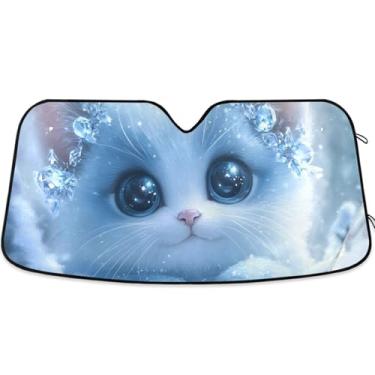 Imagem de Toldo de sol fofo de animal engraçado personalizado para para-brisas de carro retrátil dobrável para janelas frontais floral automotivo M, 139,7 cm x 70,1 cm