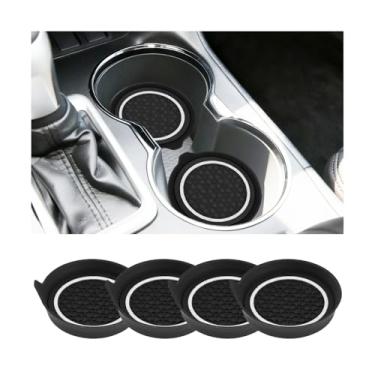 Imagem de Sandfren Porta-copos de carro com 4 peças, tapetes embutidos de silicone antiderrapante para veículos, isolamento interno automotivo à prova de peneira, acessórios de almofada de copo de bebida