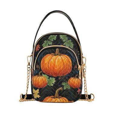 Imagem de Bolsa tiracolo feminina verde e preta Cacti Colors Bolsa transversal com alça longa, bolsa tiracolo elegante, Abóbora em preto-3, One Size