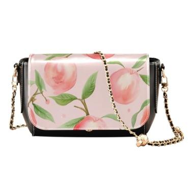 Imagem de GAIGEO Lindas bolsas transversais femininas de couro com flor de papoulas amarelas, bolsas de ombro de couro para mulheres, Verde rosa pêssego em rosa - 1, One Size