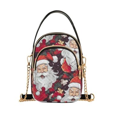 Imagem de Bolsa listrada laranja xadrez com alça transversal, bolsa tiracolo feminina, bolsa transversal moderna, Anthem Santa Claus-3, One Size