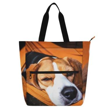 Imagem de GAIGEO Lindas bolsas de mão Beagle para trabalho de dormir para mulheres bolsa escolar de lona bolsa de mão feminina infantil com compartimentos