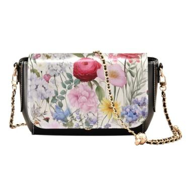 Imagem de GAIGEO Bolsas tiracolo femininas de couro Navajo bege e marrom, bolsa tiracolo de couro com aba, bolsas transversais para mulheres, Aquarela floral e floral 3, One Size