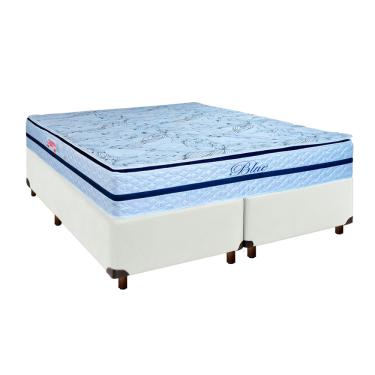 Imagem de Cama Box Branco Queen + Colchão Molas Ensacadas Blue Paropas