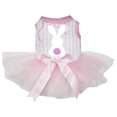 Imagem de Petitebella Vestido de cachorro de coelho branco (listras/rosa, GGG)