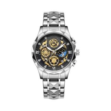 Imagem de Relógio Cronógrafo Masculino Luminosa À Prova D'Água Quadrado Em Aço I