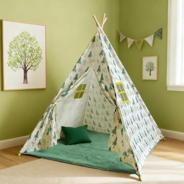 Imagem de Teepee Tent for Kids with Light & Mat, Toddler Tents Indoor Play Tent Playhouse, Foldable Toddler Tents for Girls and Boys, Warm Reading Nook & Room Decor (Color 4)