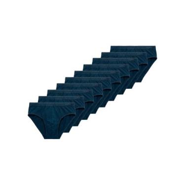 Imagem de Kit com 10 Cuecas Slip Lupo 485-003, Azul marinho, G