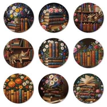 Imagem de ANATTASOUL Conjunto de 9 porta-copos vintage porta-copos de madeira coloridos em massa presente de inauguração de casa nova para casa nova, proteção de mesa de centro decorativa de 9,9 cm para