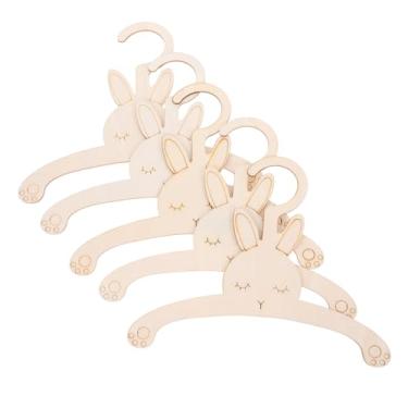 Imagem de ABOOFAN 5 peças de cabides de orelhas de coelho de madeira organizador de roupas de berçário para cabides fofos em forma de coelho para vestidos, calças, chapéus, salas de armazenamento versáteis e