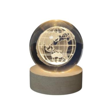 Imagem de Luminária De Mesa Bola De Cristal 3D Decoração Solar Galáxia Abajur com Iluminação Suave e Base