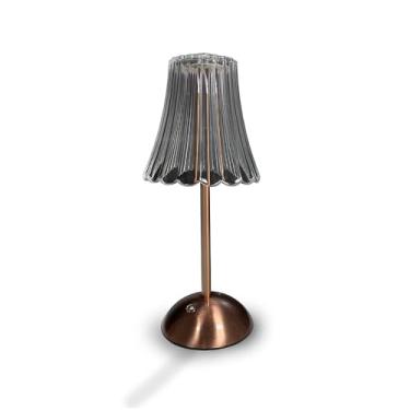 Imagem de Luminária Abajur de Mesa Saia Seda Com Barra Led Sensor Toque De Luz Quarto Sem Fio 3 Cores 110/220v (Bronze)