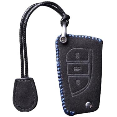 Imagem de Capa feita à mão para chave de carro compatível com Toyota Hilux /Corolla/Prado/Fortuner/RAV4/CHR/Auris/Avensis/Verso/Yaris/Aygo/Scion/TC/IM/Camry 2015 2016(YY-FMP-039-3-BLUE)
