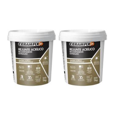 Imagem de Kit 2 Rejunte Acrílico Bicomp. Cinza Claro 1kg Ceramfix