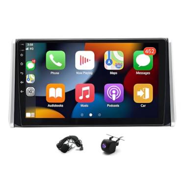 Imagem de Rádio estéreo automotivo 4+64G Android 14 para RAV4 2018 2019 2020, tela sensível ao toque de 10 polegadas Carplay Android Auto rádio sem fio para carro WiFi Navegação GPS Bluetooth WiFi FM/RDS SWC +