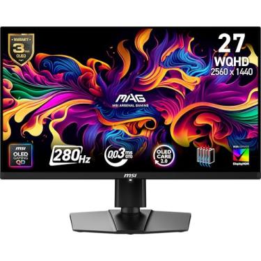 Imagem de MSI mag 271QP QD-OLED X28 27" 2560x1440 (QHD), 280Hz, sincronização adaptativa, compatível com HDR, HDMI, porta VGA, montagem VESA, inclinável, moldura fina em 4 lados, 0,03 ms, preto