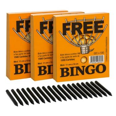 Imagem de Kit Bingo Completo com 3 Blocos + 12 Mini Lápis – 300 Folhas Resistentes – Ideal para Festas, Escolas, Igrejas e Eventos em Família