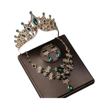 Imagem de Conjunto De Joias De Noiva Em Cristal Prateado Com Tiara De Strass, Co