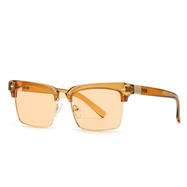 Imagem de Óculos de Sol UV400 - Cores Candy com Rebites e Lentes Degradê Transparentes para Homens e Mulheres, Ideais para Esportes ao Ar Livre, Corrida e Ciclismo, Cor Chá Champagne C4