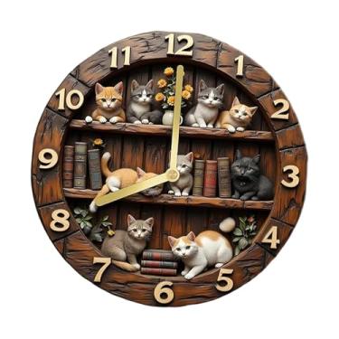 Imagem de WeiLaiKeQi Relógio de parede retrô para sala de estar, elegante relógio de parede vintage redondo para bar, casa de campo, cafeteria ou sala de estar, 25cm