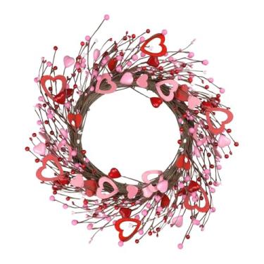 Imagem de Ioensy Guirlanda artificial de corações, decoração para o Dia dos Namorados, Ano, guirlanda de 40 cm para porta de entrada, janela, festa, casamento,