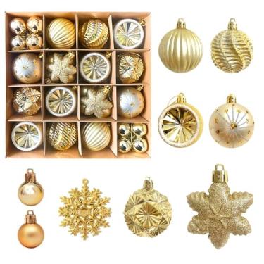 Imagem de Enfeites de bola de Natal para decorações de Natal, enfeites à prova de estilhaçamento, com laço para pendurar para decoração de árvore de Natal, decoração de festa de fim de ano (MJG063-neve branca