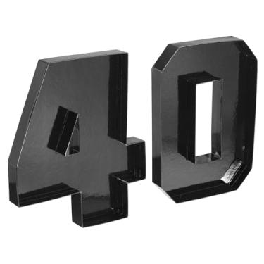 Imagem de PATIKIL Conjunto de 40 números de papelão, 25,4 cm, caixa de papel, recipiente preenchível para decoração de festa de aniversário de charcutaria, chocolate, doces, festas de aniversário, preto