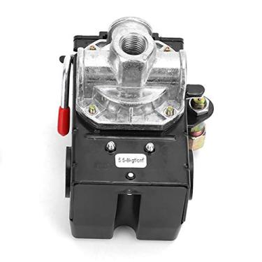 Imagem de Válvula de controle do interruptor de pressão automático G1/4 Alça vermelha Horizontal Tipo 10A Controlador do regulador do compressor de ar 75~120psi 220V para substituição do