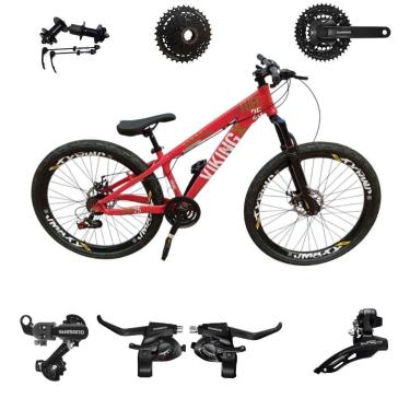 Imagem de Bicicleta 26 VikingX T25 24v Freeride Shimano K7 Cubo e Catraca Pneu Balão Flame-Unissex