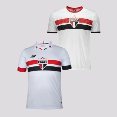 Imagem de Kit Camisa New Balance São Paulo I 2024 + Camisa São Paulo Stencil Branca-Masculino